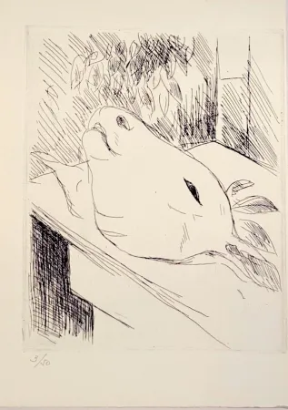 石版画 Dunoyer De Segonzac - La tête de veau