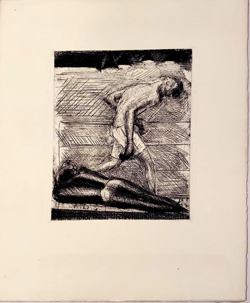 版画 Dunoyer De Segonzac - Le K.O. du noir
