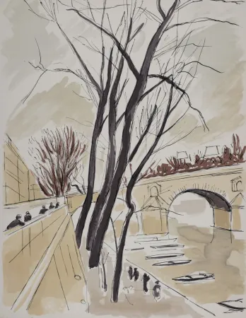 石版画 Dunoyer De Segonzac - Les Quais de Paris, 1962