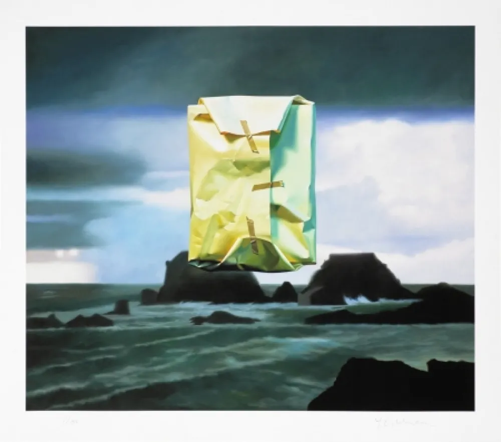 数码版画 Edelmann - Flashlighted floate parcel in stormy ocean and sky