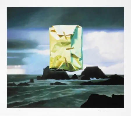 数码版画 Edelmann - Flashlighted floate parcel in stormy ocean and sky