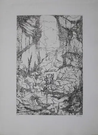 版画 Eliasberg - Hommage à Dürer (Phantasielandschaft für Dürer)