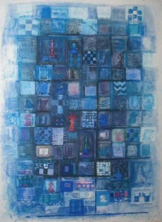 版画 Engel - GRAND ECHIQUIER II -Technique mixte