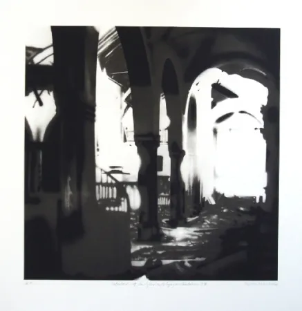 石版画 Equipo Realidad - Interior de la Iglesia de Espejo (Cordoba) en septiembre de 1937