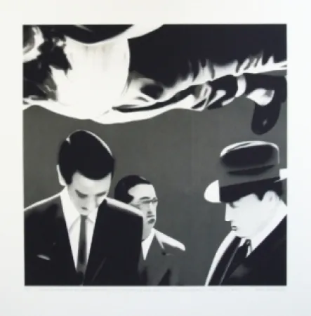 石版画 Equipo Realidad - Reconocimiento del cadaver de Calvo Sotelo por el juez de guardia y el medico forense en el cementerio de la Almudena de Madrid en julio de 1936.