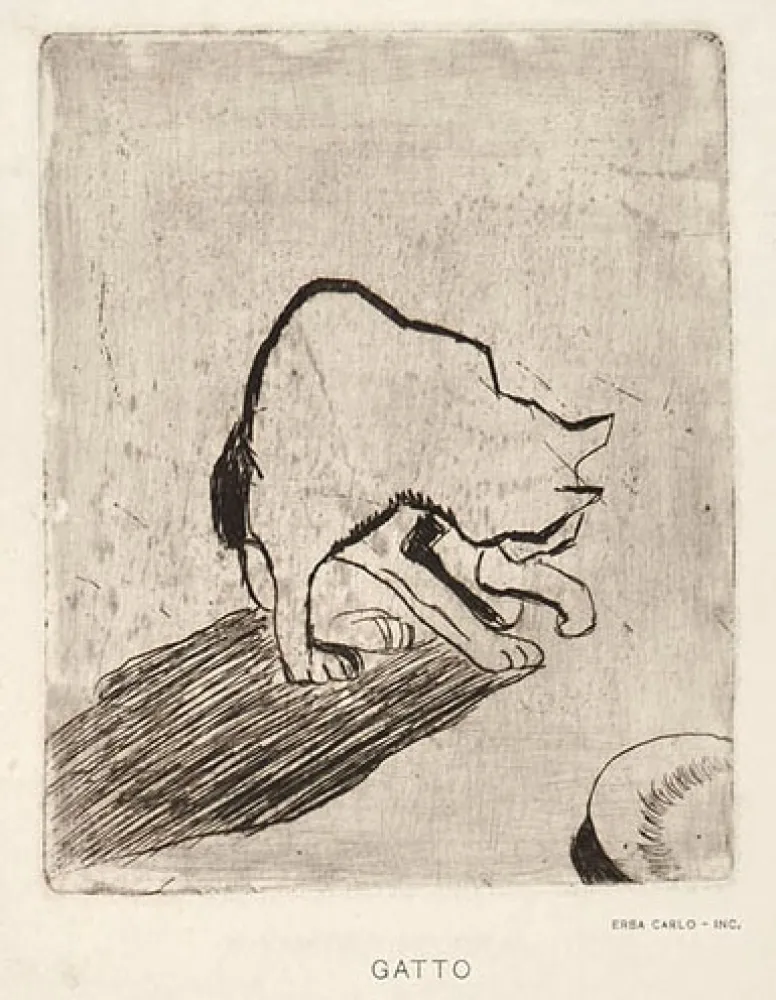 蚀刻版画 Erba - GATTO (A CAT)