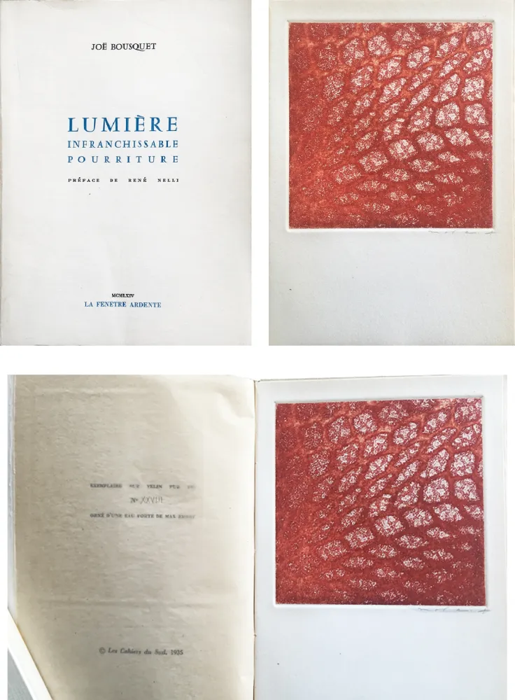 蚀刻飞尘法 Ernst - Joë Bousquet : LUMIERE INFRANCHISSABLE POURRITURE (1964).