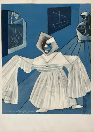 石版画 Ernst - Sign for a School for Pirates 