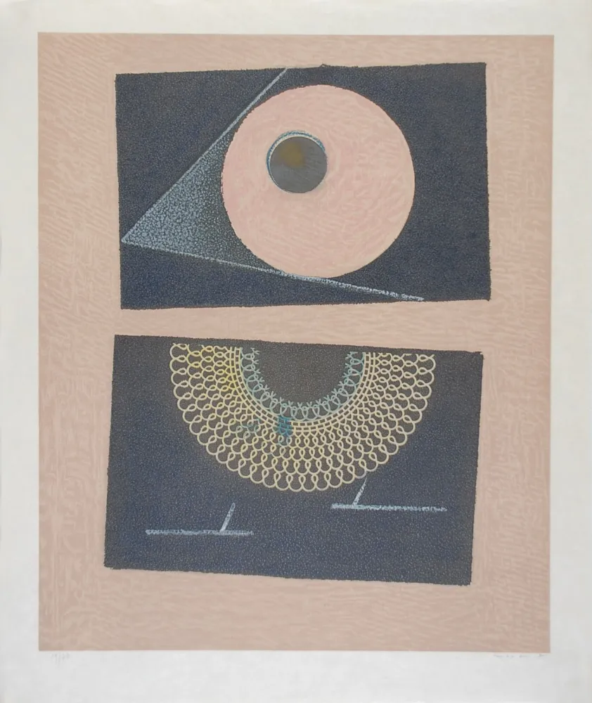 石版画 Ernst - Veilleuse au seuil de nos terrassements