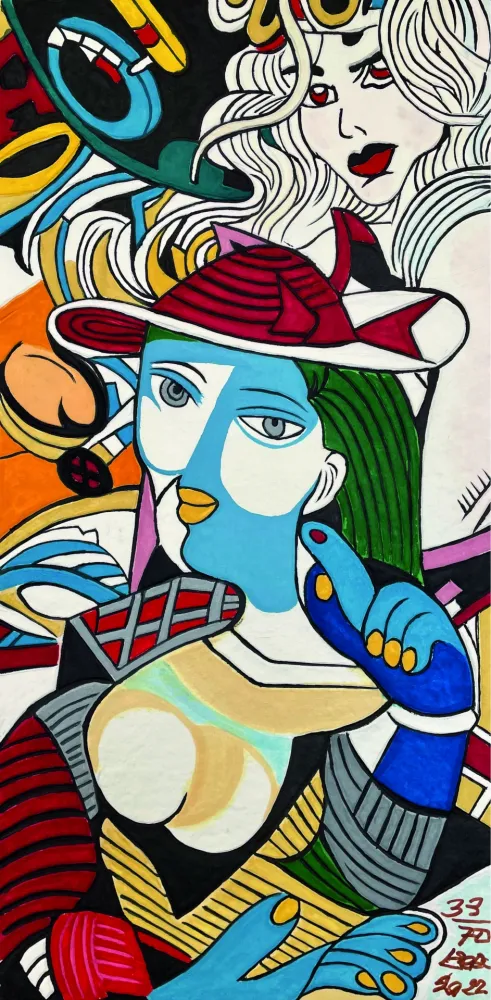 版画 Erro - FEMME AU CHAPEAU