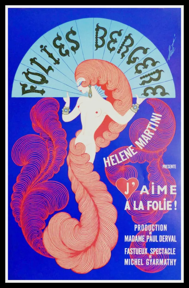 胶版印刷 Erte - FOLIES BERGERES - Hélène MARTINI