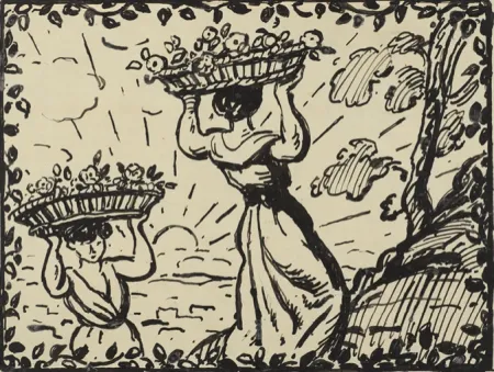 无技术 Espagnat (D') - La récolte des roses circa 1906