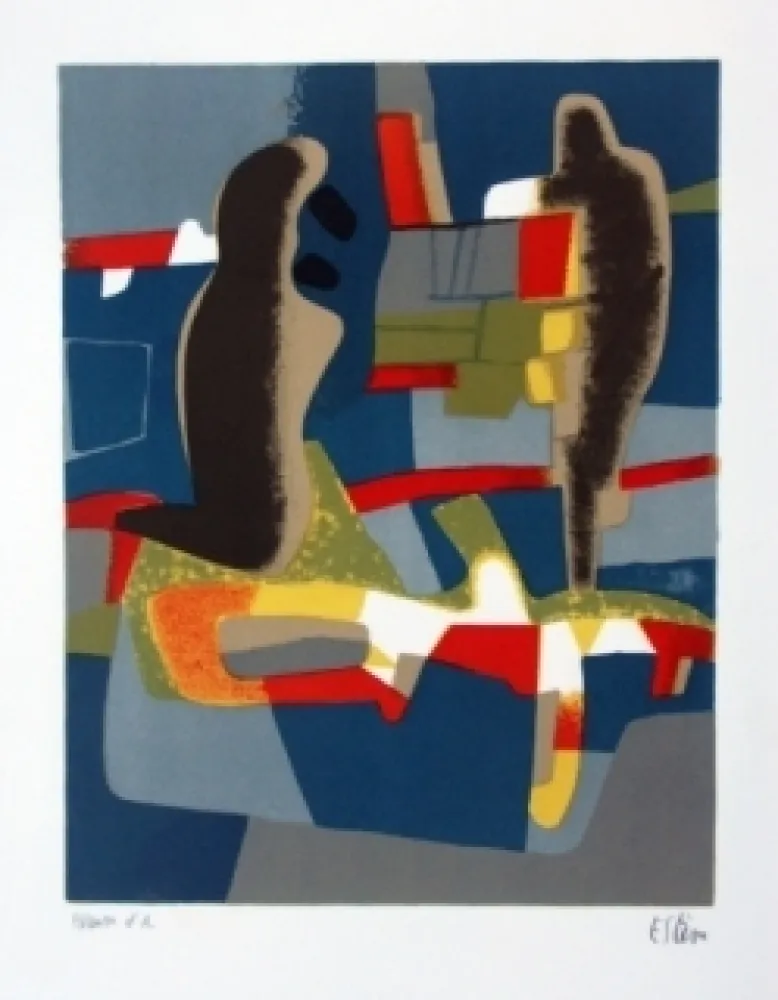 石版画 Esteve - Face à face