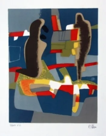 石版画 Esteve - Face à face