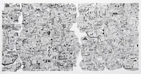 丝网印刷 Fahlström - Sketch for World Map from the Peace Portfolio