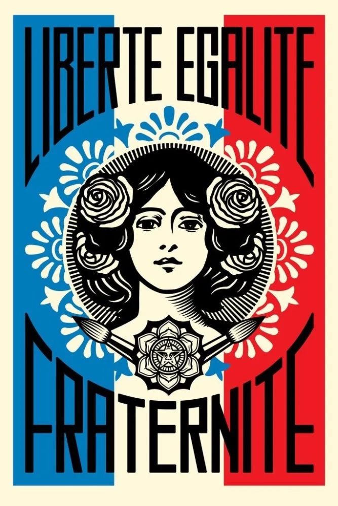 石版画 Fairey - Liberté Égalité Fraternité