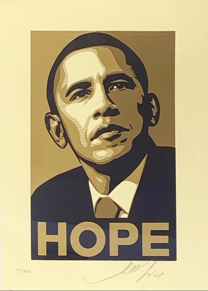 丝网印刷 Fairey - Obama Hope Gold from Artists for Obama Portfolio