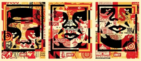 石版画 Fairey - Obey 3 Face Collage