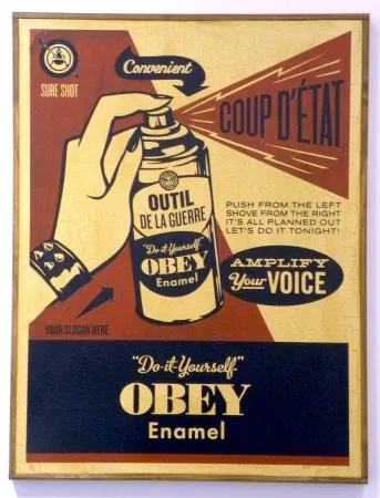 丝网印刷 Fairey - Obey Coup D'Etat (on wood)