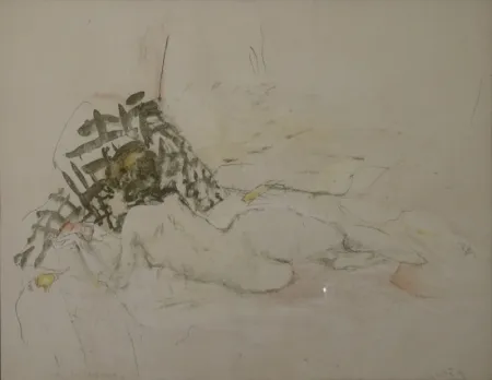 石版画 Falk - (Liegender Akt