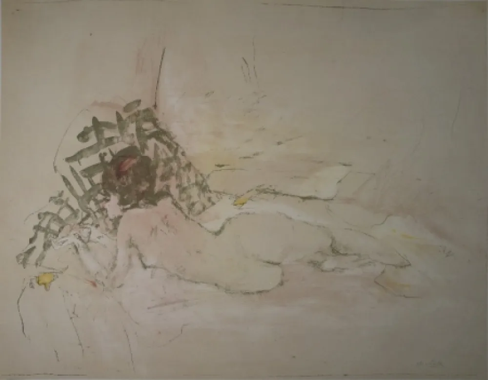 石版画 Falk - Liegender Akt