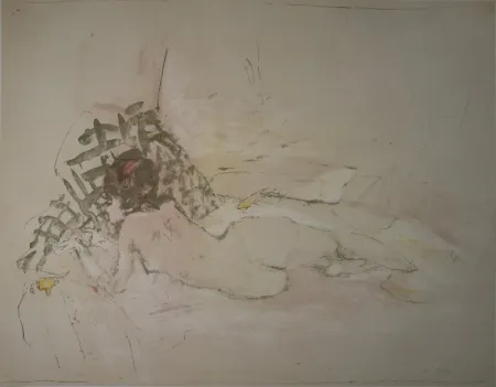 石版画 Falk - Liegender Akt