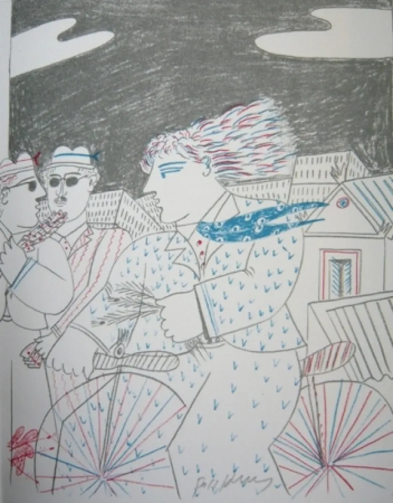 石版画 Fassianos - Homme bleu