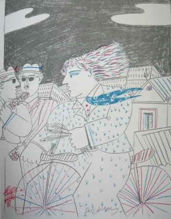 石版画 Fassianos - Homme bleu