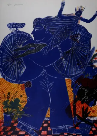 石版画 Fassianos - Le Chat surpris