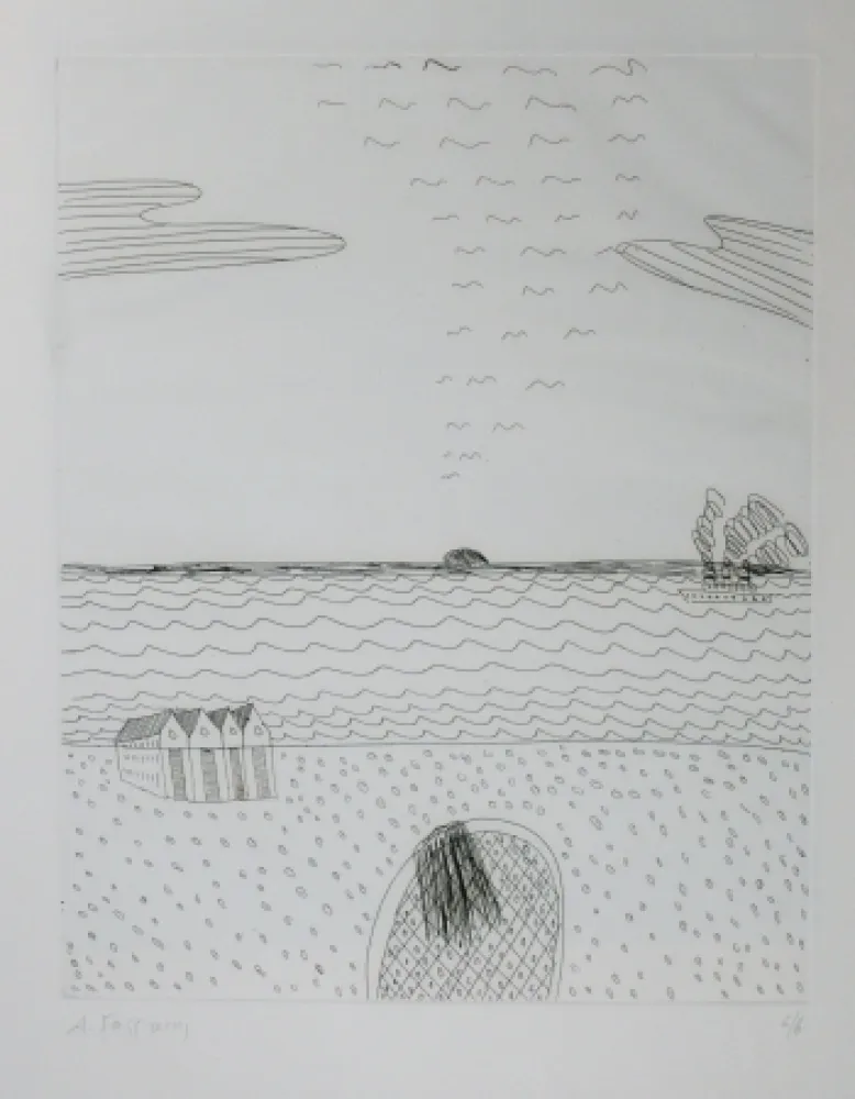 干刻版画 Fassianos - Paysage de mer