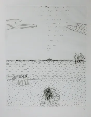 干刻版画 Fassianos - Paysage de mer