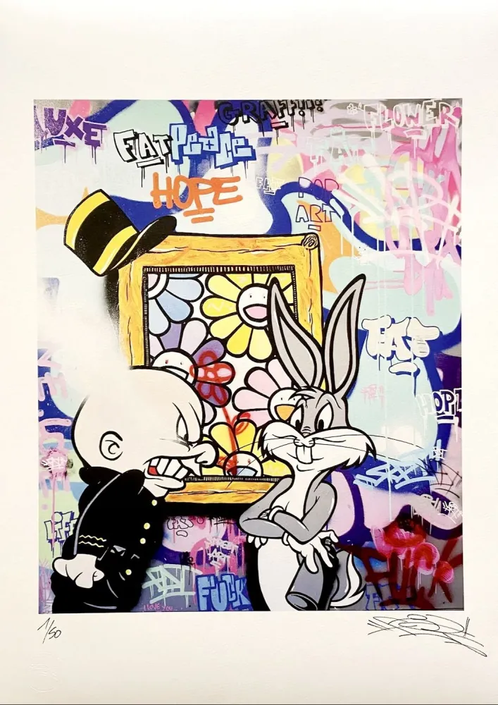 胶版印刷 Fat - Bugs Bunny Flowers