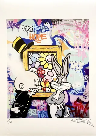 胶版印刷 Fat - Bugs Bunny Flowers