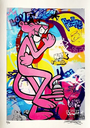 石版画 Fat - Pink Panther Rock & Roll