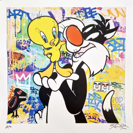 石版画 Fat - Tweety & Sylvester