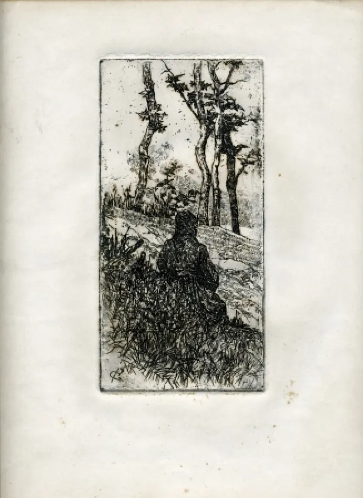 版画 Fattori - CONTADINA TOSCANA SEDUTA (Tuscan Peasant Woman Sitting) 