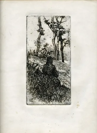 版画 Fattori - CONTADINA TOSCANA SEDUTA (Tuscan Peasant Woman Sitting) 