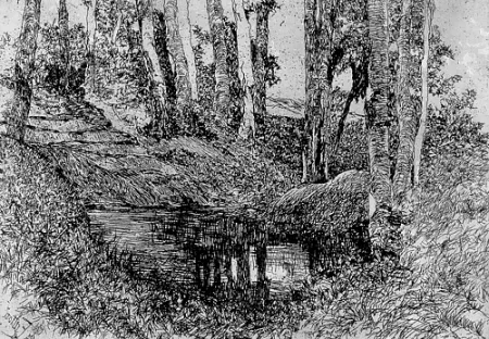 版画 Fattori - Il fosso