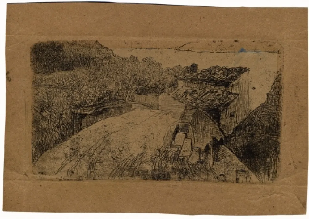 版画 Fattori - UN PONTE SULL'AFFRICO (A Bridge on the Affrico Torrent) 