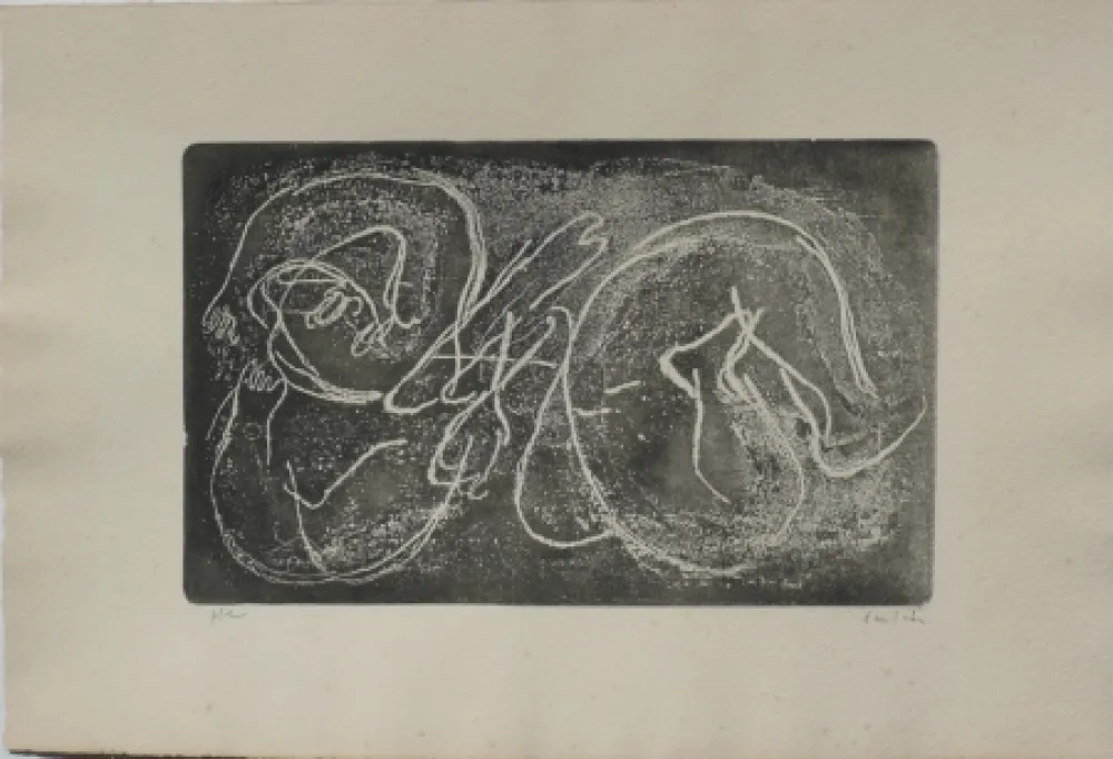 蚀刻飞尘法 Fautrier - Femme étendue I