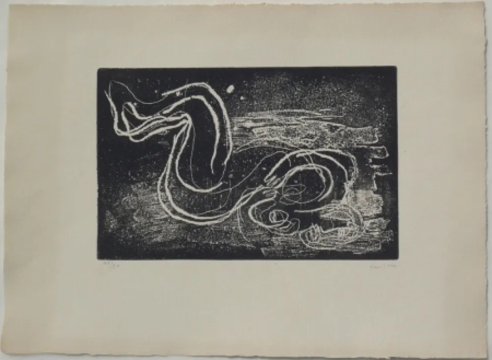 蚀刻飞尘法 Fautrier - Femme étendue III