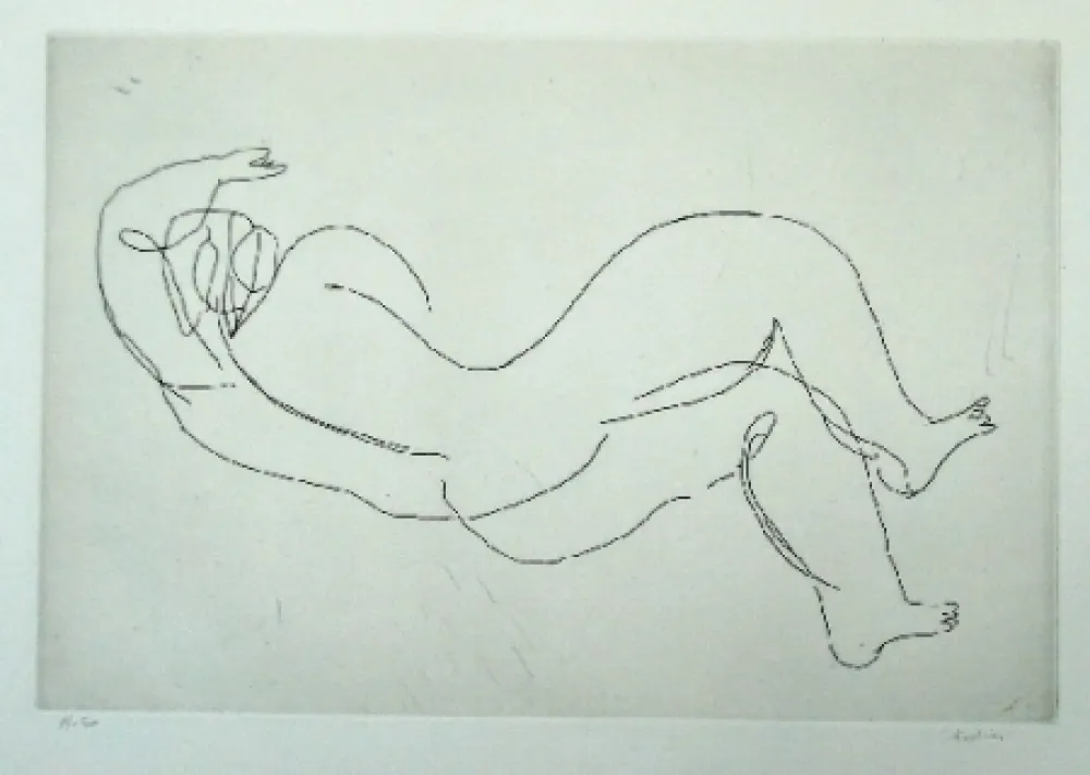 蚀刻版画 Fautrier - Nu couché III