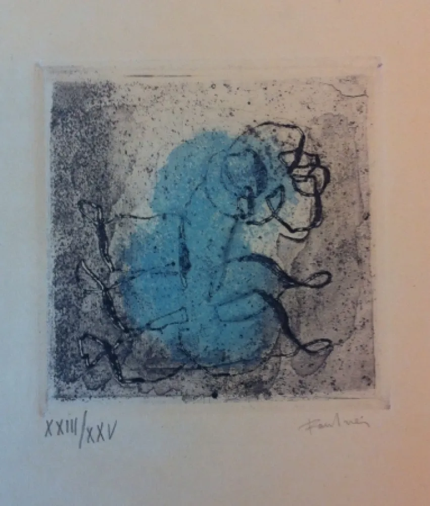 蚀刻飞尘法 Fautrier - Petit paysage vert et violet