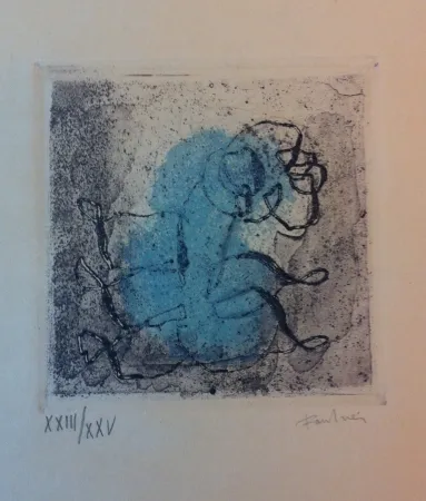 蚀刻飞尘法 Fautrier - Petit paysage vert et violet