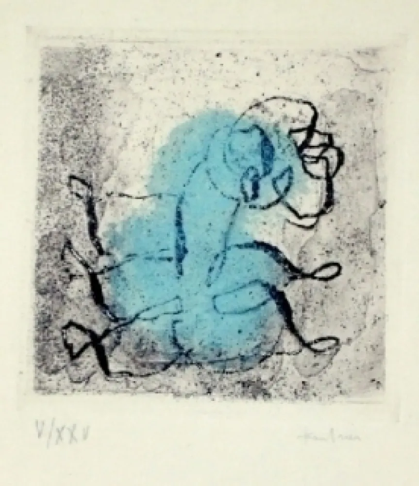 蚀刻飞尘法 Fautrier - Petit paysage vert et violet