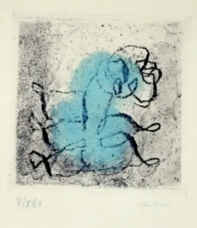 蚀刻飞尘法 Fautrier - Petit paysage vert et violet