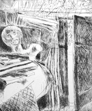 蚀刻版画 Fazzini - Nello studio