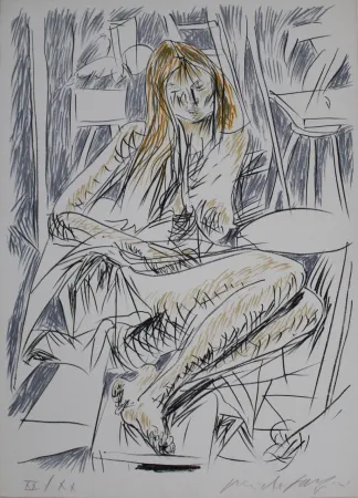 石版画 Fazzini - Reading Nude