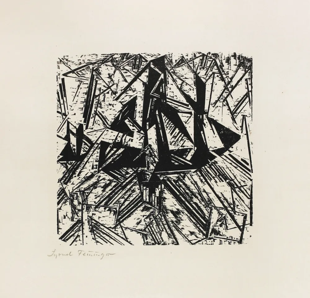 木刻 Feininger - Barke und Brigg auf See (Segler)