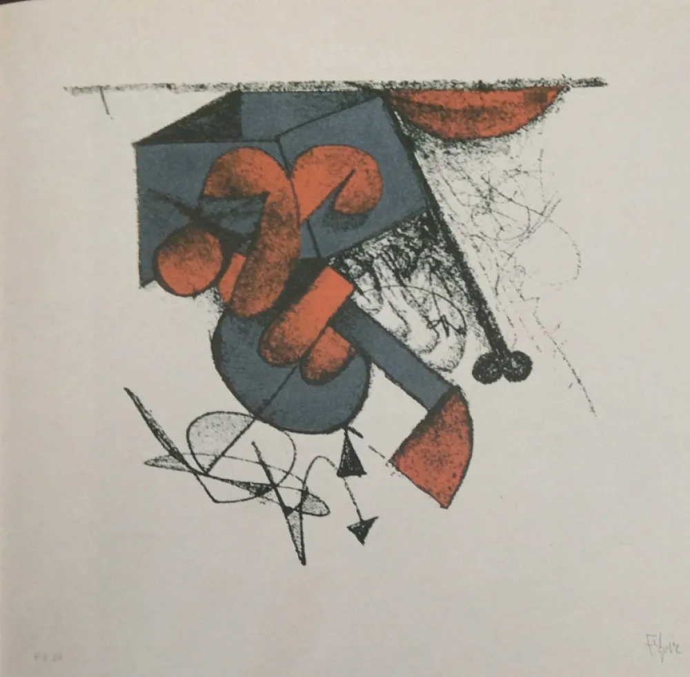 丝网印刷 Felguerez - Sculpture sur fond blanc 